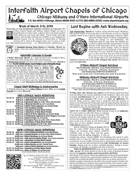 Interfaith Airport Chapels of Chicago Chicago Midway and O’Hare International Airports P.O