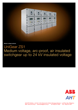 Unigear ZS1 Medium Voltage, Arc-Proof, Air Insulated Switchgear up to 24 Kv Insulated Voltage