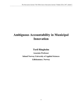 Ambiguous Accountability in Municipal Innovation