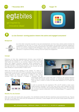 7 November 2014 Target: TV Le Jeu Connect