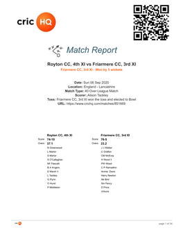 Match Report