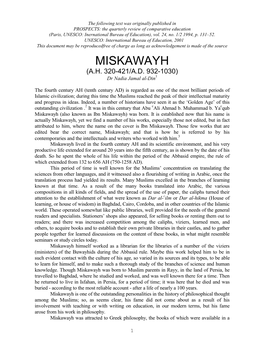 Miskawayh (A.H