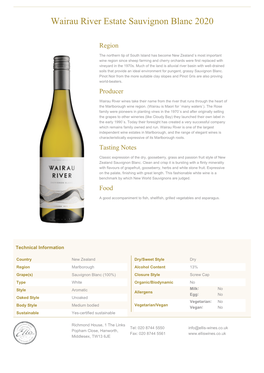 Wairau River Estate Sauvignon Blanc 2020