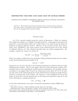 Restricted Volumes and Base Loci of Linear Series