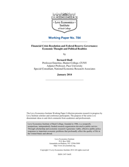 Financial Crisis Resolution and Federal Reserve Governance: Economic Thought and Political Realities