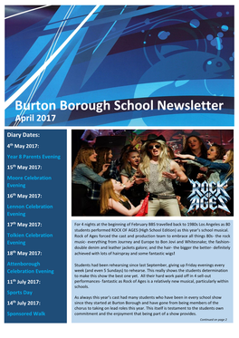 Burton Borough School Newsletter Rock of Ages