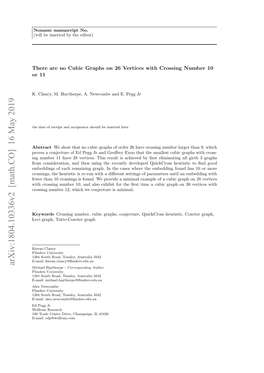 There Are No Cubic Graphs on 26 Vertices with Crossing Number 10 Or 11 3