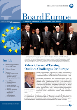 Board Europe a NEWSLETTER for MEMBERS of the CONFERENCE BOARD in EUROPE July / August 2007