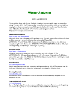 Winter Activity Guide