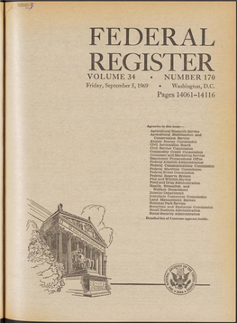 FEDERAL REGISTER VOLUME 34 • NUMBER 170 Friday, September 5, 1969 • Washington, D.C