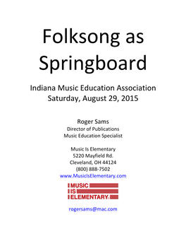 Folksong As Springboard IMEA