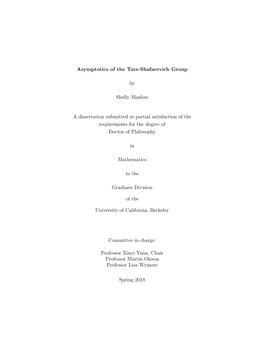 Asymptotics of the Tate-Shafarevich Group by Shelly Manber A