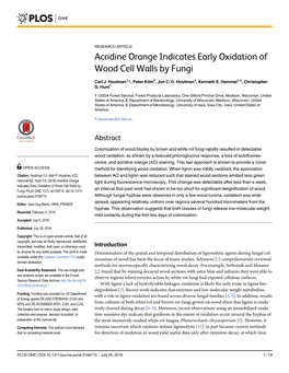 Acridine Orange Indicates Early Oxidation of Wood Cell Walls by Fungi