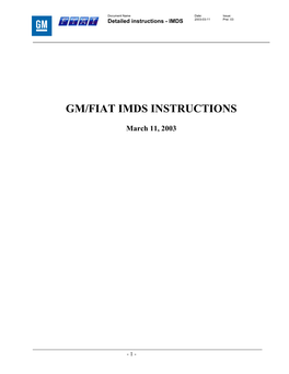 Gm/Fiat Imds Instructions