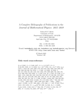 A Complete Bibliography of Publications in the Journal of Mathematical Physics: 2015–2019