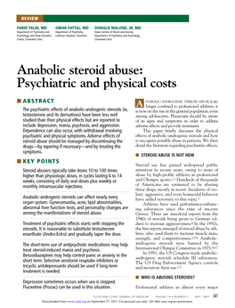 Anabolic Steroid Abuse: Psychiatric and Physical Costs