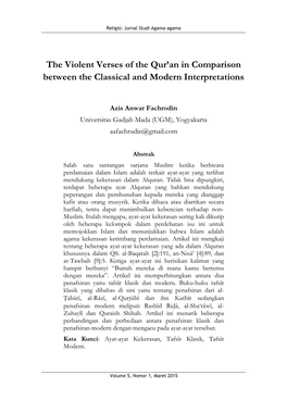 The Violent Verses of the Qur'an in Comparison Between the Classical