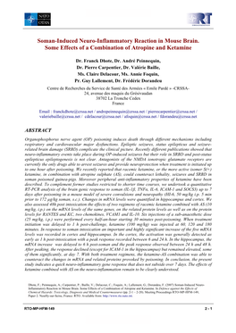 Soman-Induced Neuro-Inflammatory Reaction in Mouse Brain. Some Effects of a Combination of Atropine and Ketamine