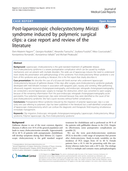 Post-Laparoscopic Cholecystectomy Mirizzi Syndrome Induced By