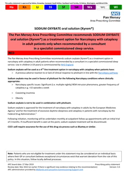 SODIUM OXYBATE Oral Solution (Xyrem®)