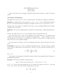 An Instance of Holonomy 3 Throughout This Section, Let M ⊂ R Be a Smooth Surface