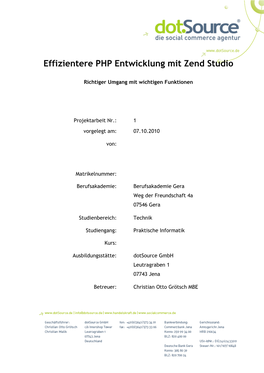 Effizientere PHP Entwicklung Mit Zend Studio