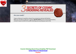 Cosmic Ordering Secret