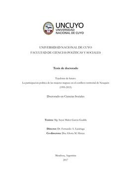 Tejedoras De Futuro: La Participación Política De Las Mujeres Mapuce En El Conflicto Territorial De Neuquén (1995-2015)