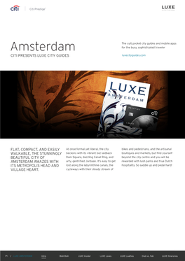 Amsterdam for the Busy, Sophisticated Traveler CITI PRESENTS LUXE CITY GUIDES Luxecityguides.Com