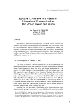 Edward T. Hall and the History of Intercultural Communication: the United States and Japan