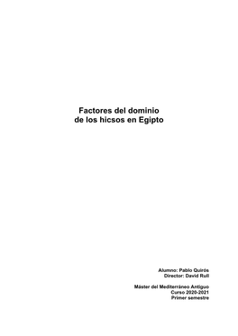 Factores Del Dominio De Los Hicsos En Egipto