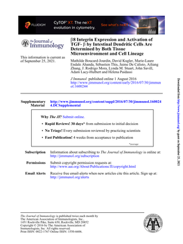 Β8 Integrin Expression and Activation of TGF-Β by Intestinal Dendritic