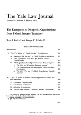 The Exemption of Nonprofit Organizations from Federal Income Taxation'