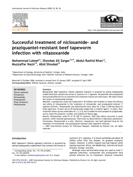 And Praziquantel-Resistant Beef Tapeworm Infection with Nitazoxanide