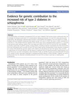 Evidence for Genetic Contribution to the Increased Risk of Type 2 Diabetes