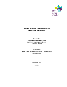 Potential Flood Storage Schemes in the Bow River Basin