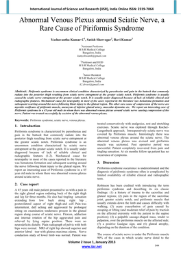 Abnormal Venous Plexus Around Sciatic Nerve, a Rare Cause of Piriformis Syndrome
