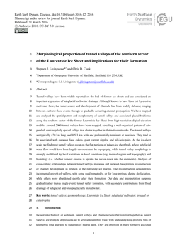 Morphological Properties of Tunnel Valleys of the Southern Sector of The