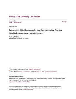 Possession, Child Pornography, and Proportionality: Criminal Liability for Aggregate Harm Offenses