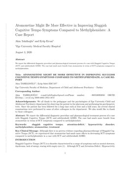 Atomoxetine Might Be More Effective in Improving Sluggish Cognitive Tempo Symptoms Compared to Methylphenidate: a Case Report