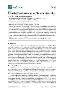 Exploring Flow Procedures for Diazonium Formation