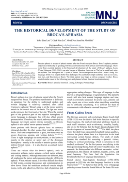 The Historical Development of the Study of Broca's Aphasia