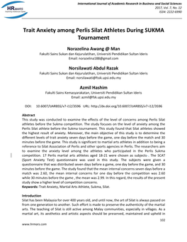 Trait Anxiety Among Perlis Silat Athletes During SUKMA Tournament