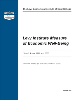 Levy Institute Measure of Economic Well-Being