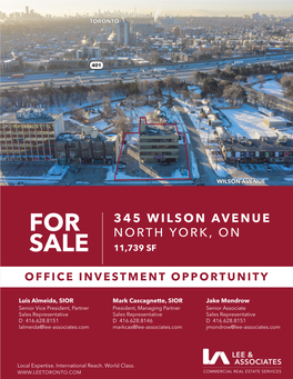 345 Wilson Avenue for North York, on Sale 11,739 Sf