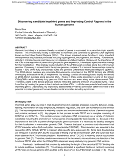 Discovering Candidate Imprinted Genes and Imprinting Control Regions in the Human Genome