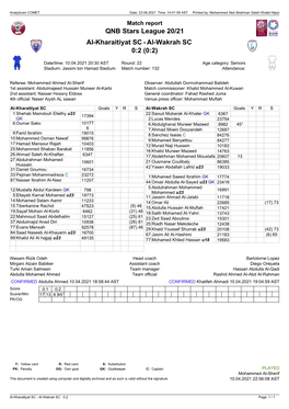 QNB Stars League 20/21 Al-Kharaitiyat SC 0:2 (0:2) Al