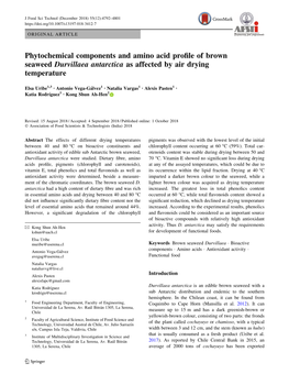 Phytochemical Components and Amino Acid Profile