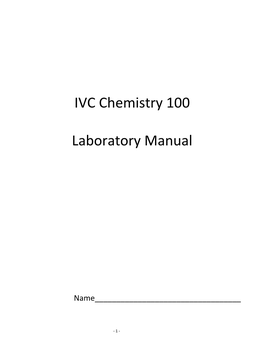 IVC Chemistry 100 Laboratory Manual