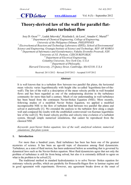 Theory-Derived Law of the Wall for Parallel Flat- Plates Turbulent Flow